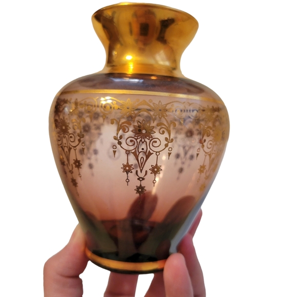 Murano Glass Vase with Gold Trim - Purple - Picture 7 of 9
